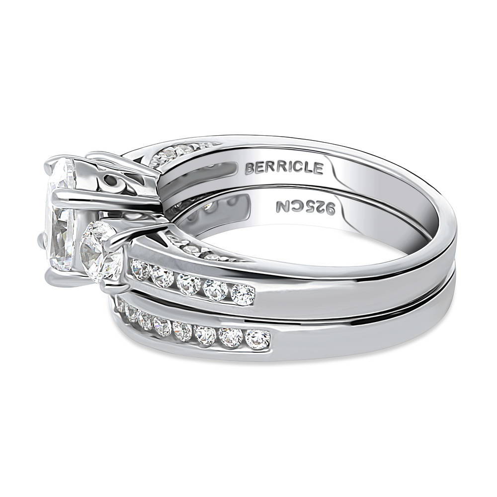 3-Stone Oval CZ Ring Set in Sterling Silver