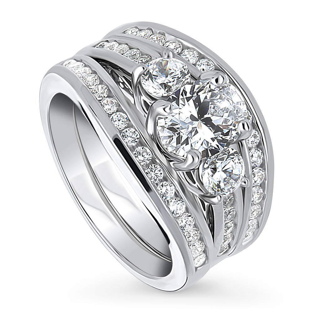 3-Stone 1.2ct Oval CZ Ring Set in Sterling Silver