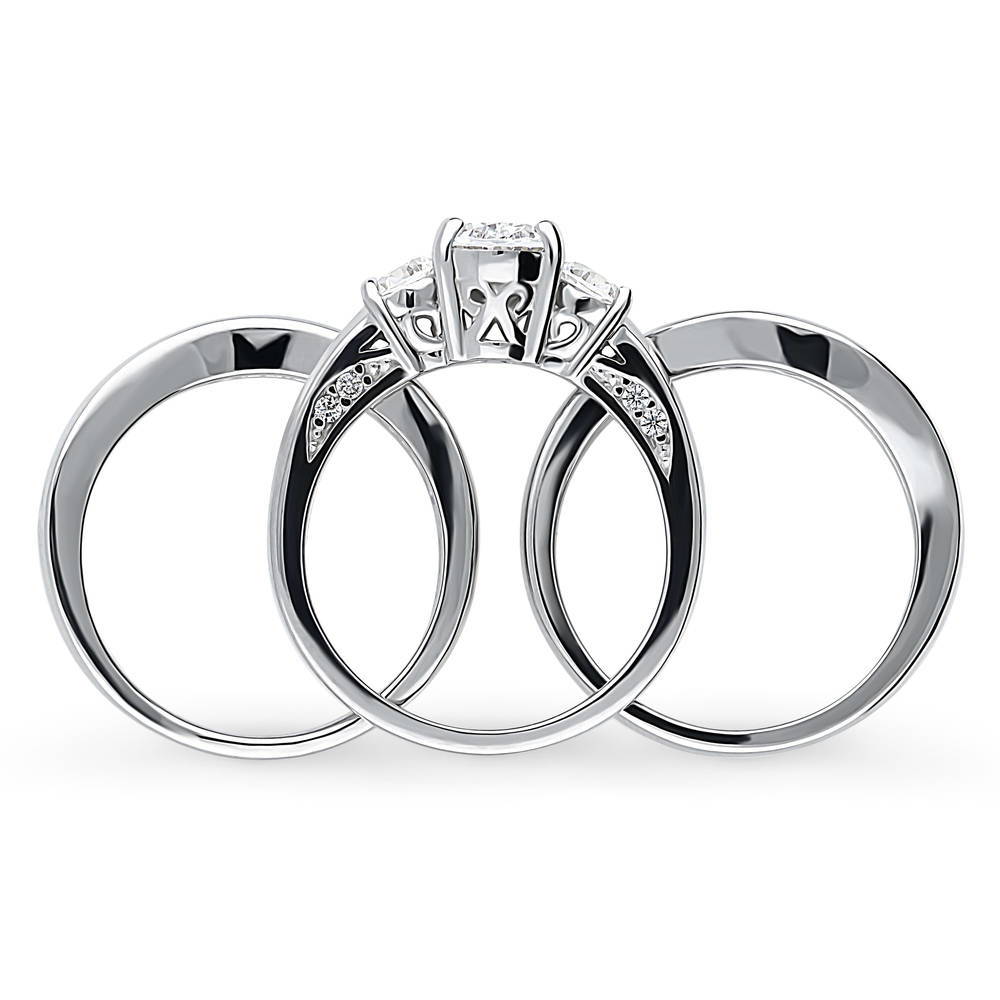 Alternate view of 3-Stone Oval CZ Ring Set in Sterling Silver, 8 of 18