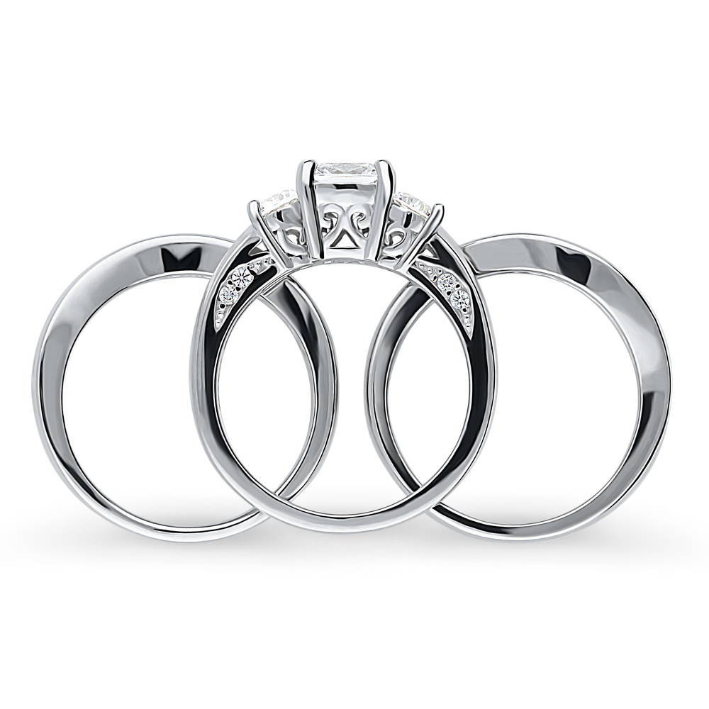 3-Stone 1.5ct Cushion CZ Ring Set in Sterling Silver