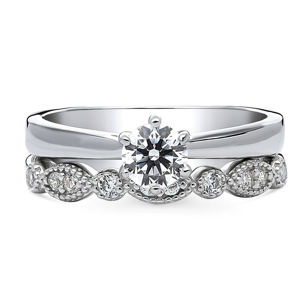 Solitaire 0.45ct Round CZ Ring Set in Sterling Silver, 1 of 20