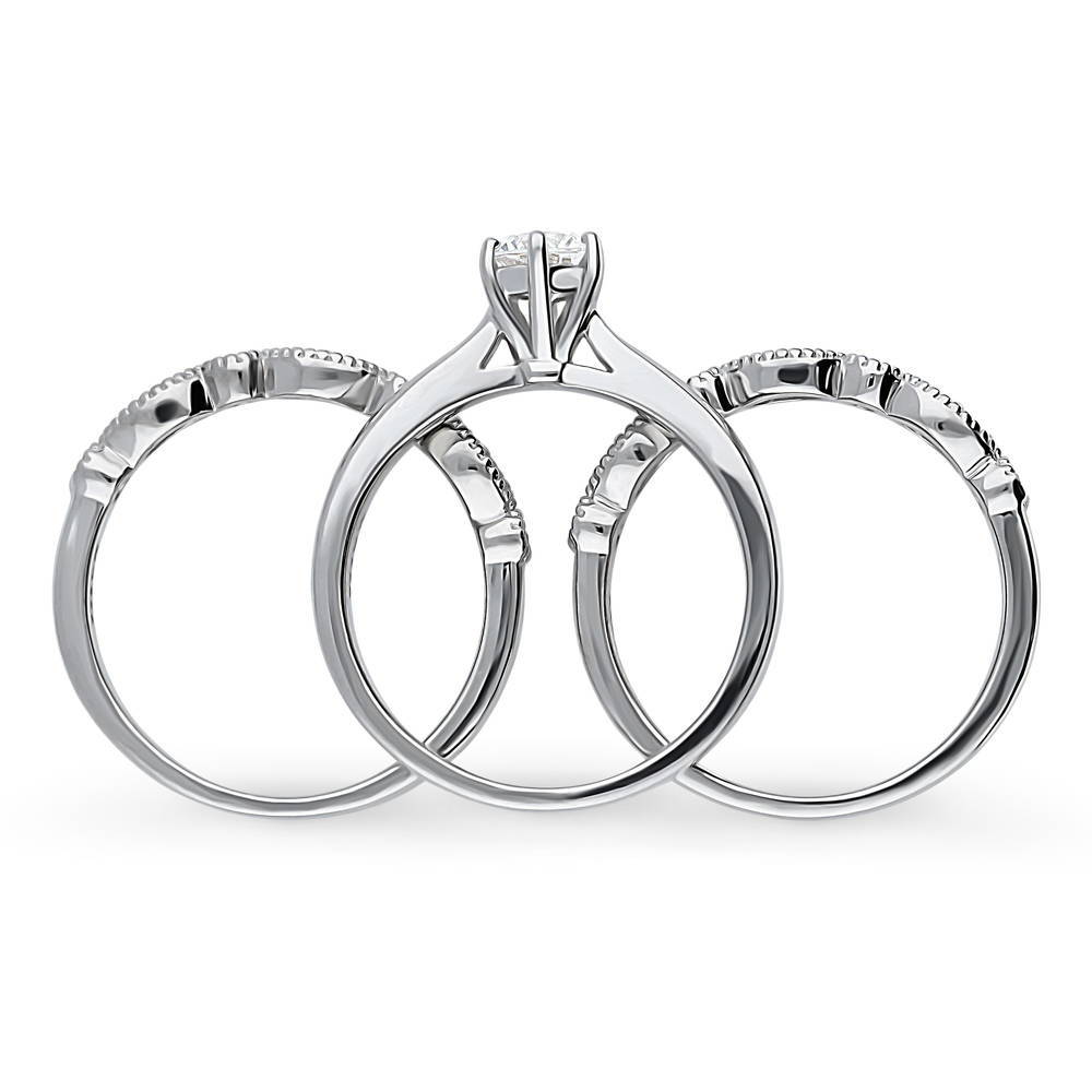 Solitaire Milgrain Art Deco 0.45ct CZ Ring Set in Sterling Silver