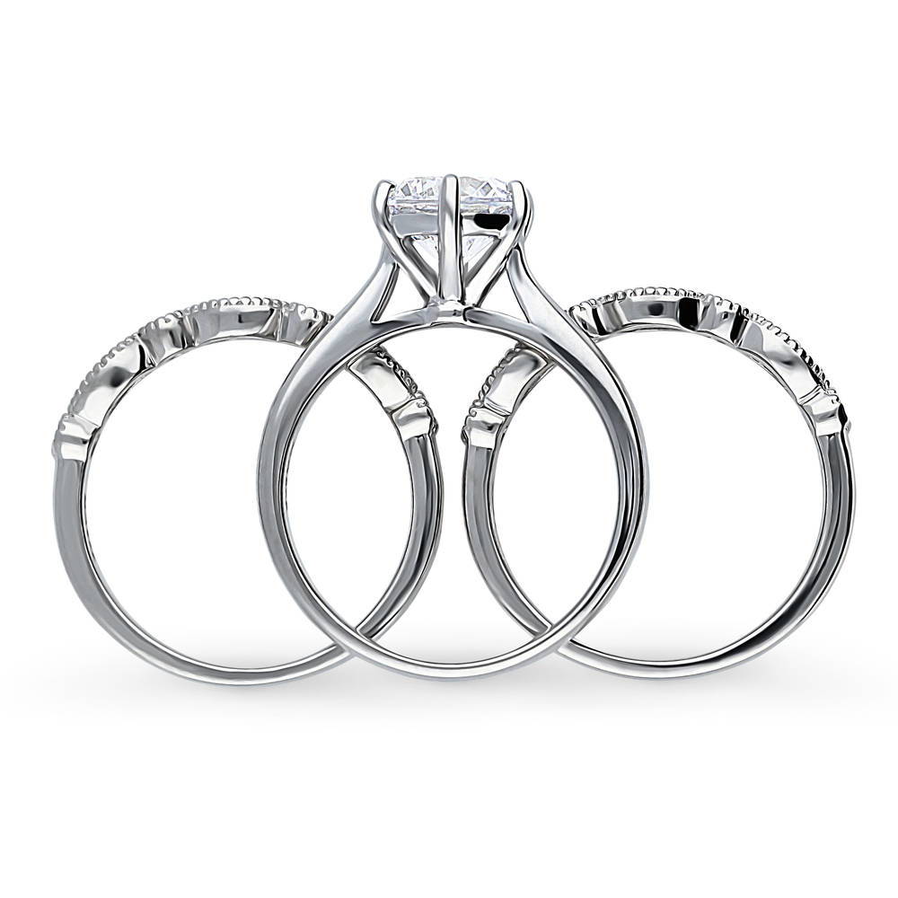Alternate view of Solitaire 2ct Round CZ Ring Set in Sterling Silver, 6 of 18