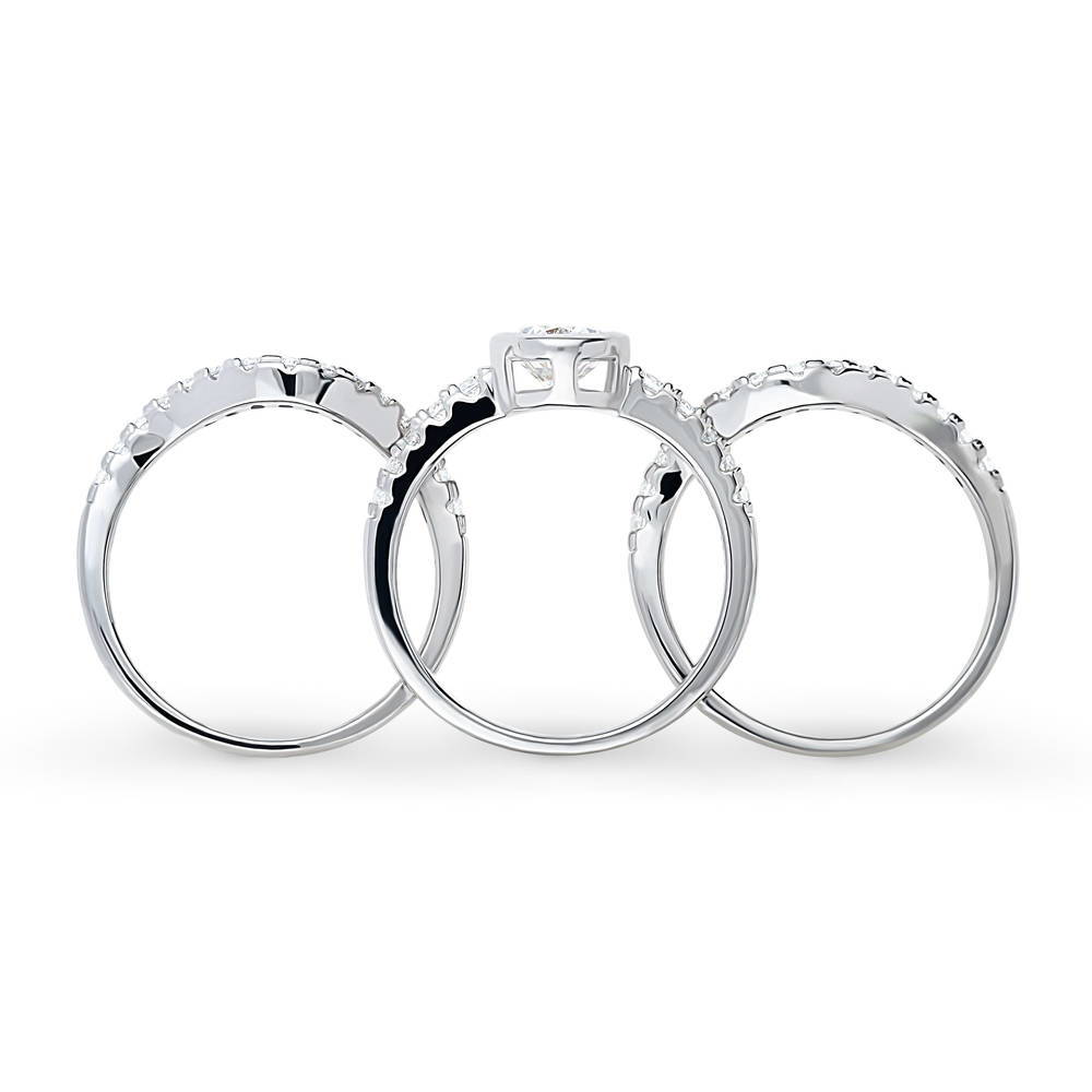 Solitaire 1.4ct Bezel Set Oval CZ Ring Set in Sterling Silver