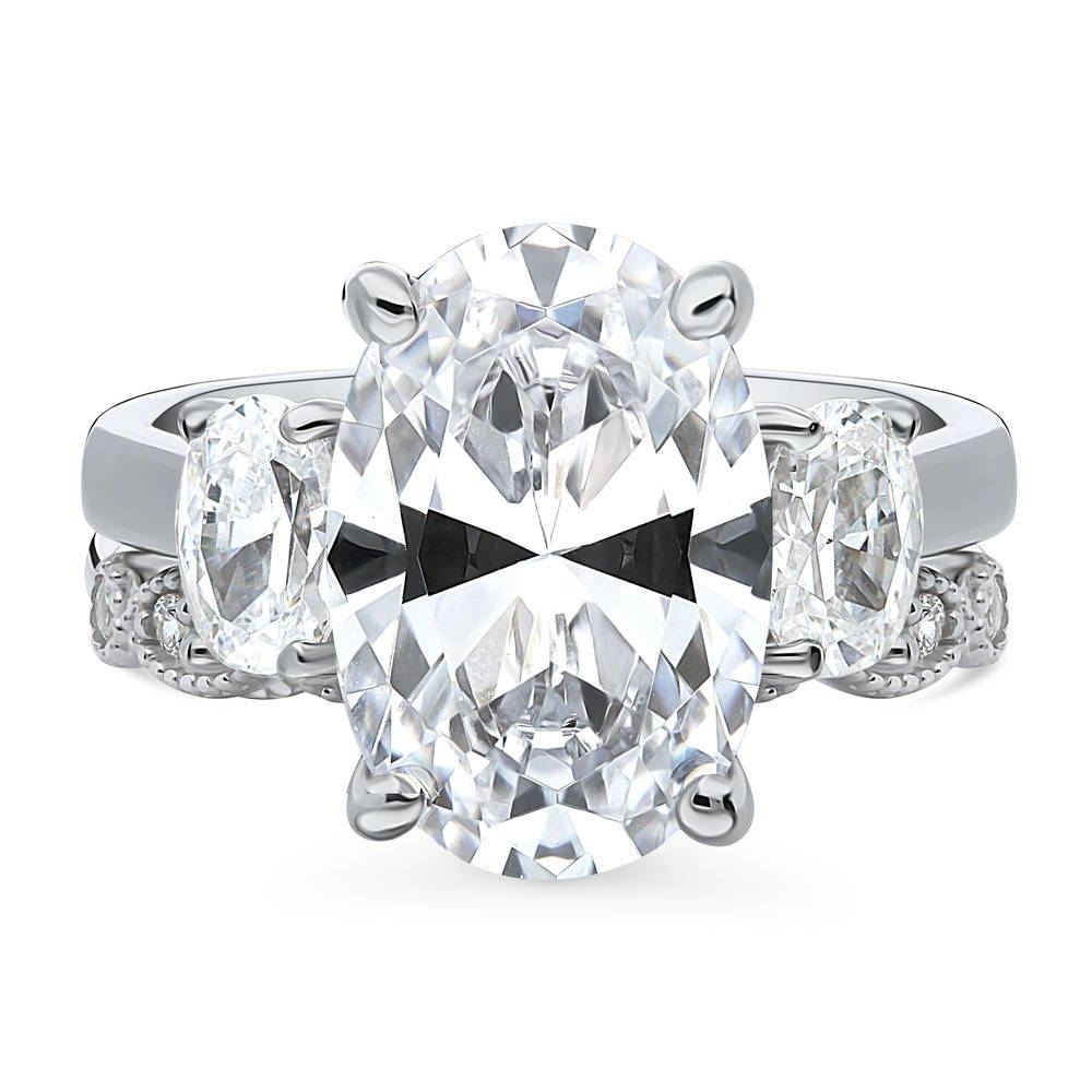 3-Stone Oval CZ Ring Set in Sterling Silver, 1 of 20