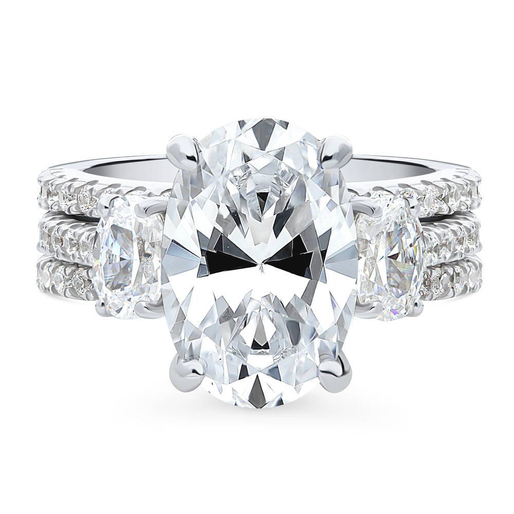 3-Stone Oval CZ Ring Set in Sterling Silver, 1 of 17