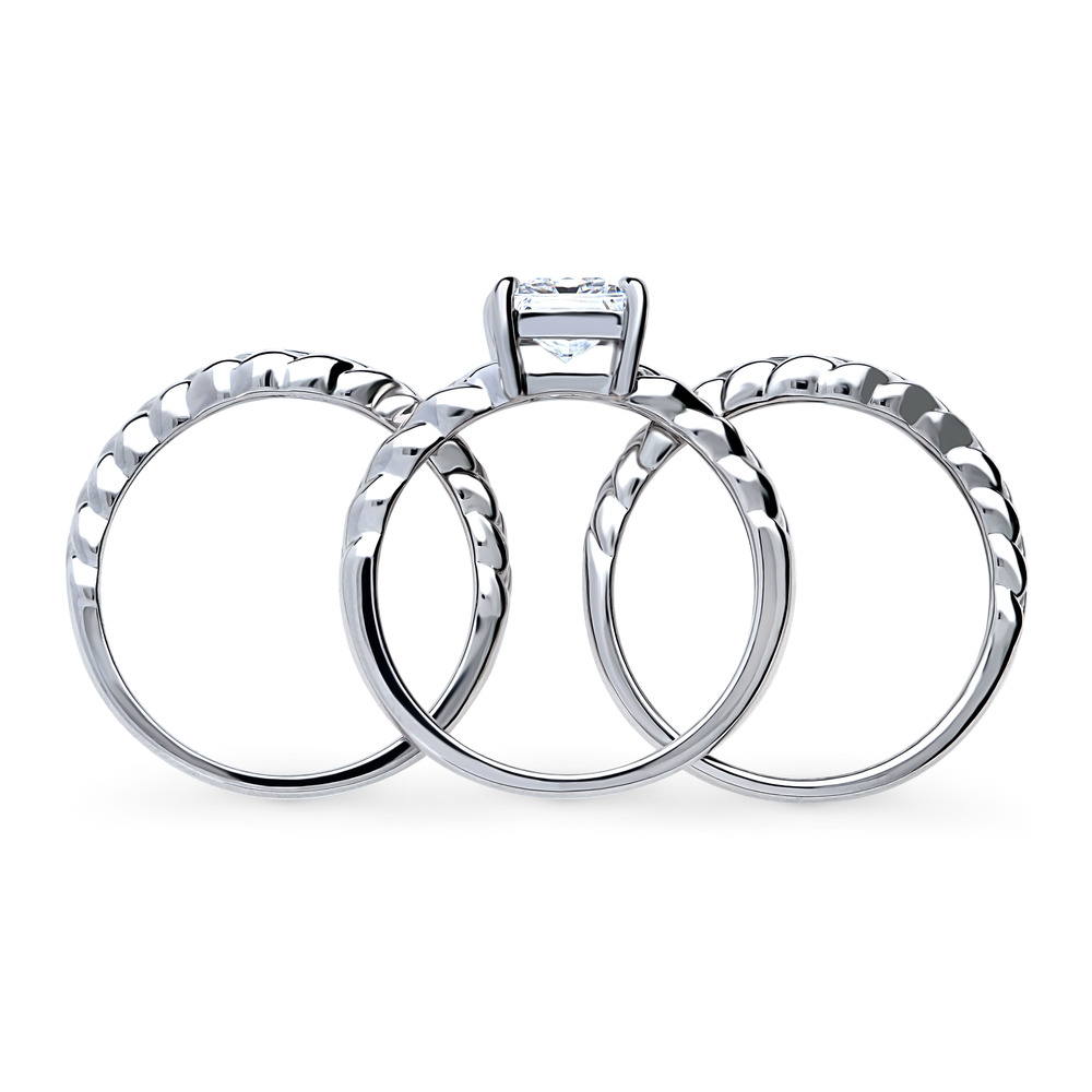 Solitaire Woven 1.2ct Princess CZ Ring Set in Sterling Silver