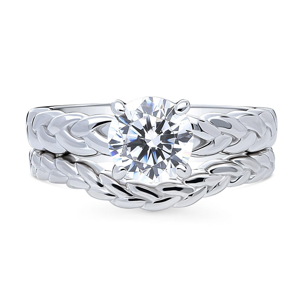 Solitaire Woven 1.25ct Round CZ Ring Set in Sterling Silver