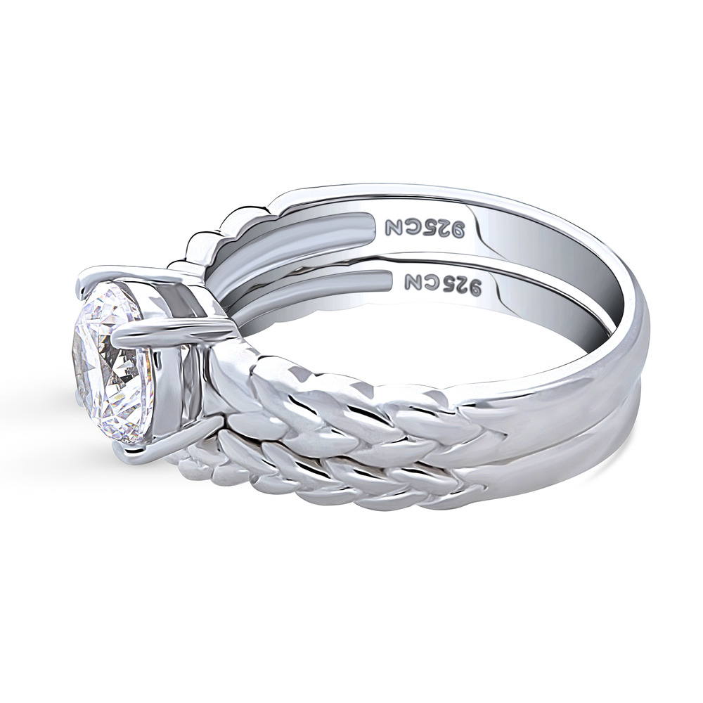 Solitaire Woven 1.25ct Round CZ Ring Set in Sterling Silver