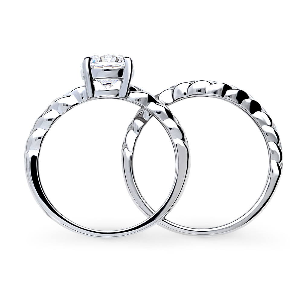 Alternate view of Solitaire Woven 1.25ct Round CZ Ring Set in Sterling Silver