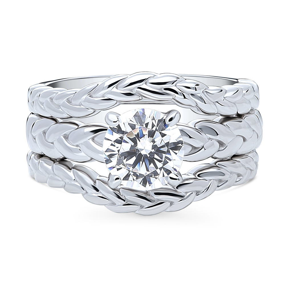 Solitaire Woven 1.25ct Round CZ Ring Set in Sterling Silver