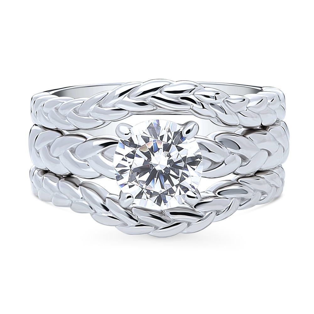 Solitaire Woven 1.25ct Round CZ Ring Set in Sterling Silver, 1 of 17