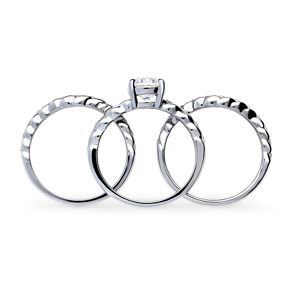 Solitaire Woven 1.25ct Round CZ Ring Set in Sterling Silver