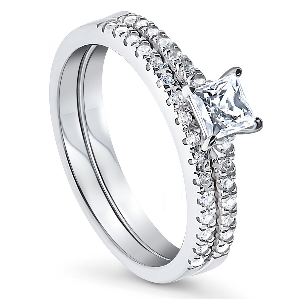 Solitaire 0.4ct Princess CZ Ring Set in Sterling Silver