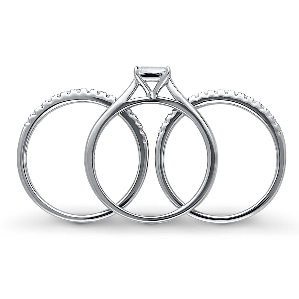 East-West Solitaire CZ Ring Set in Sterling Silver