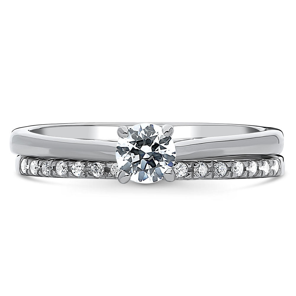 Solitaire 0.35ct Round CZ Ring Set in Sterling Silver, 1 of 13