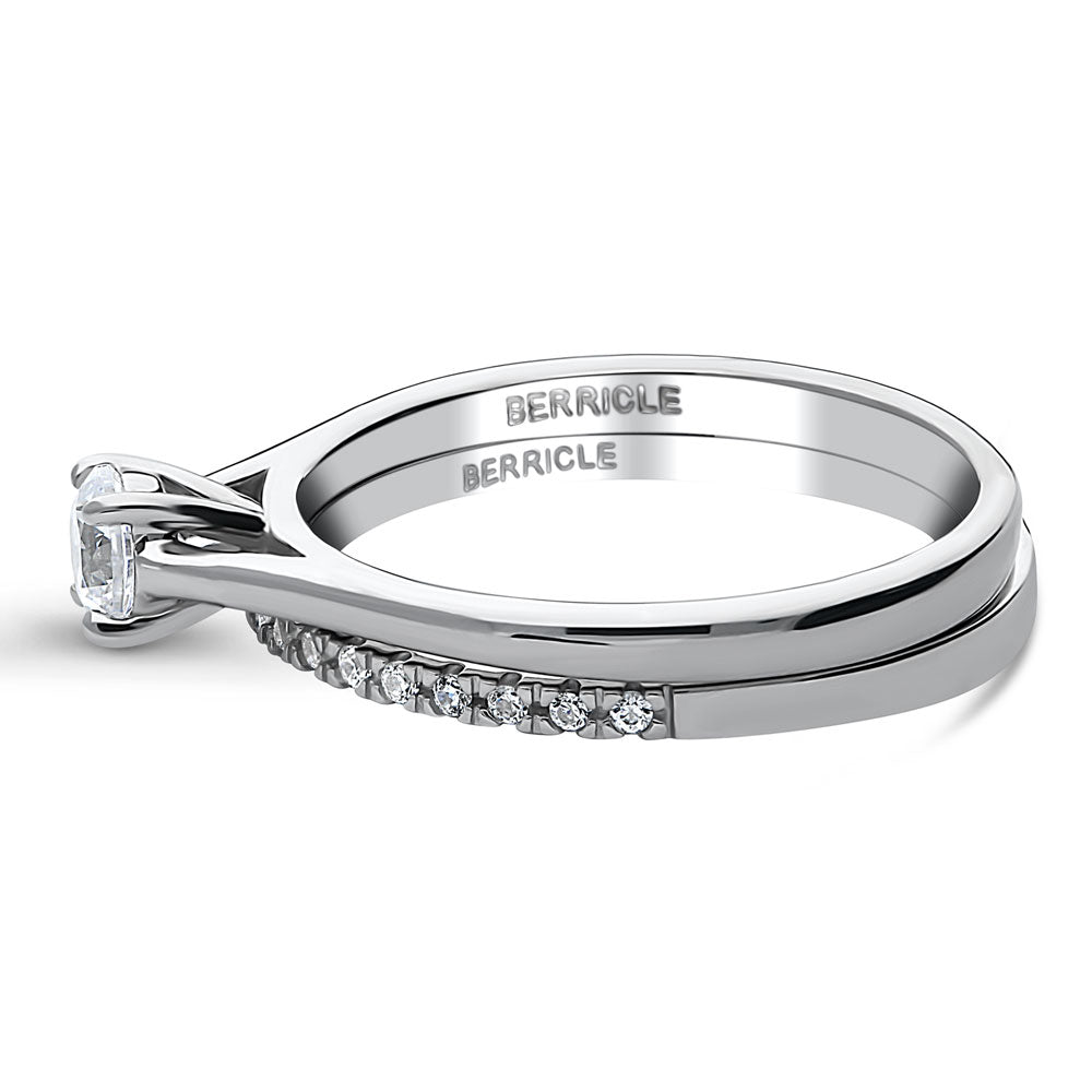 Angle view of Solitaire 0.35ct Round CZ Ring Set in Sterling Silver