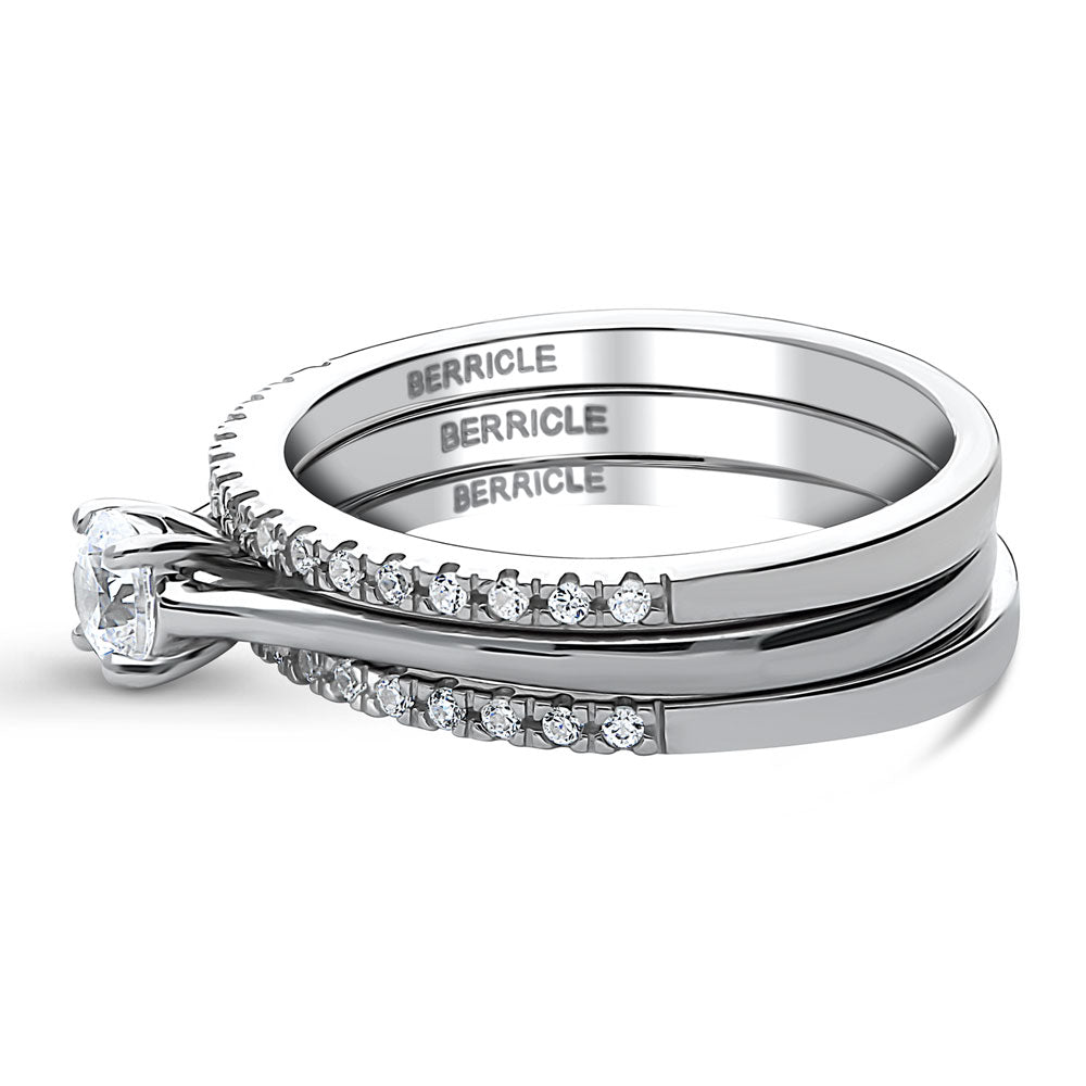 Angle view of Solitaire 0.35ct Round CZ Ring Set in Sterling Silver