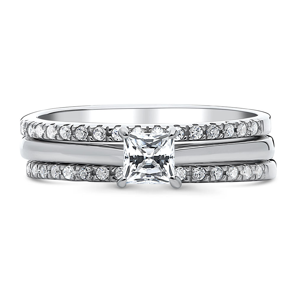 Solitaire 0.4ct Princess CZ Ring Set in Sterling Silver