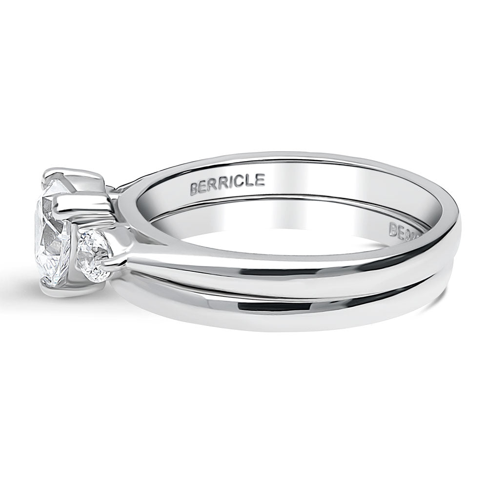 3-Stone Heart 0.7ct Heart CZ Ring Set in Sterling Silver