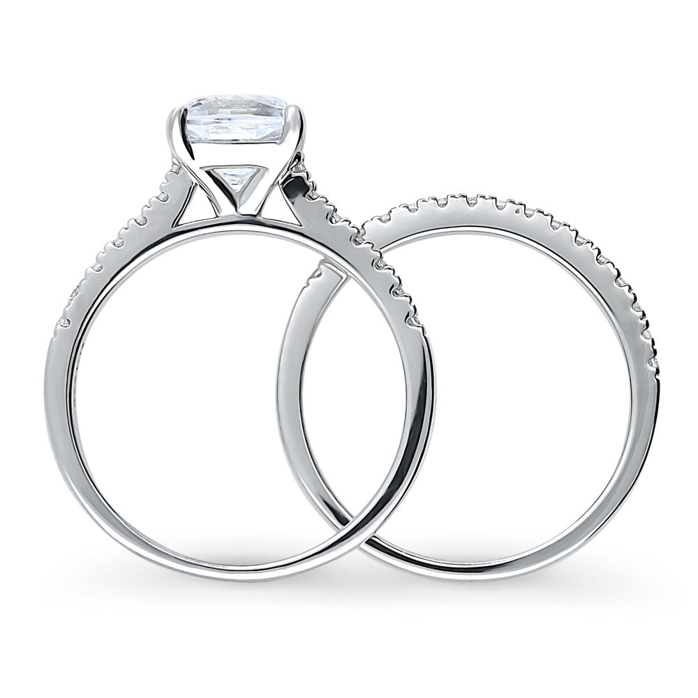 Alternate view of Solitaire 2ct Cushion CZ Ring Set in Sterling Silver