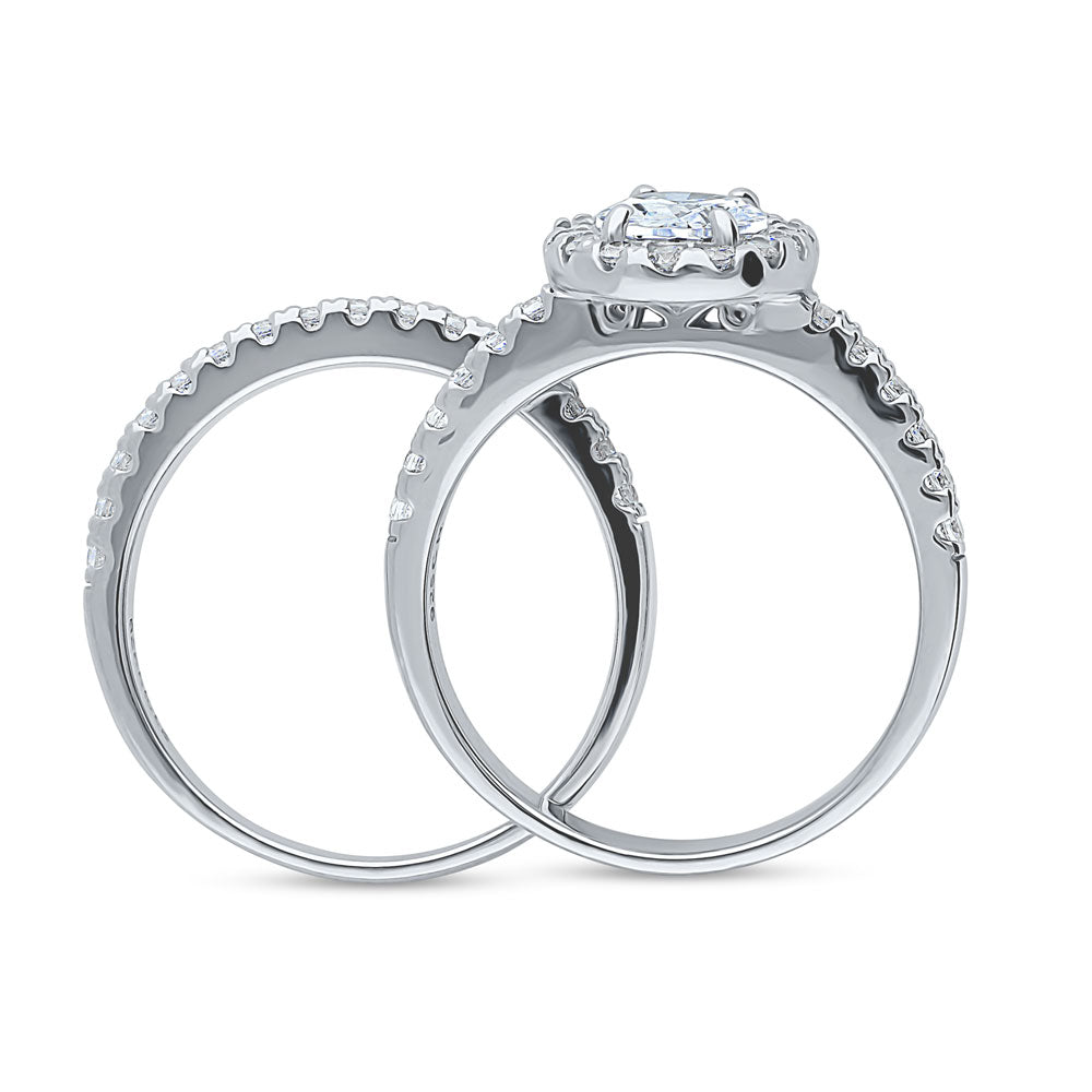 Alternate view of Halo Oval CZ Ring Set in Sterling Silver, 8 of 16
