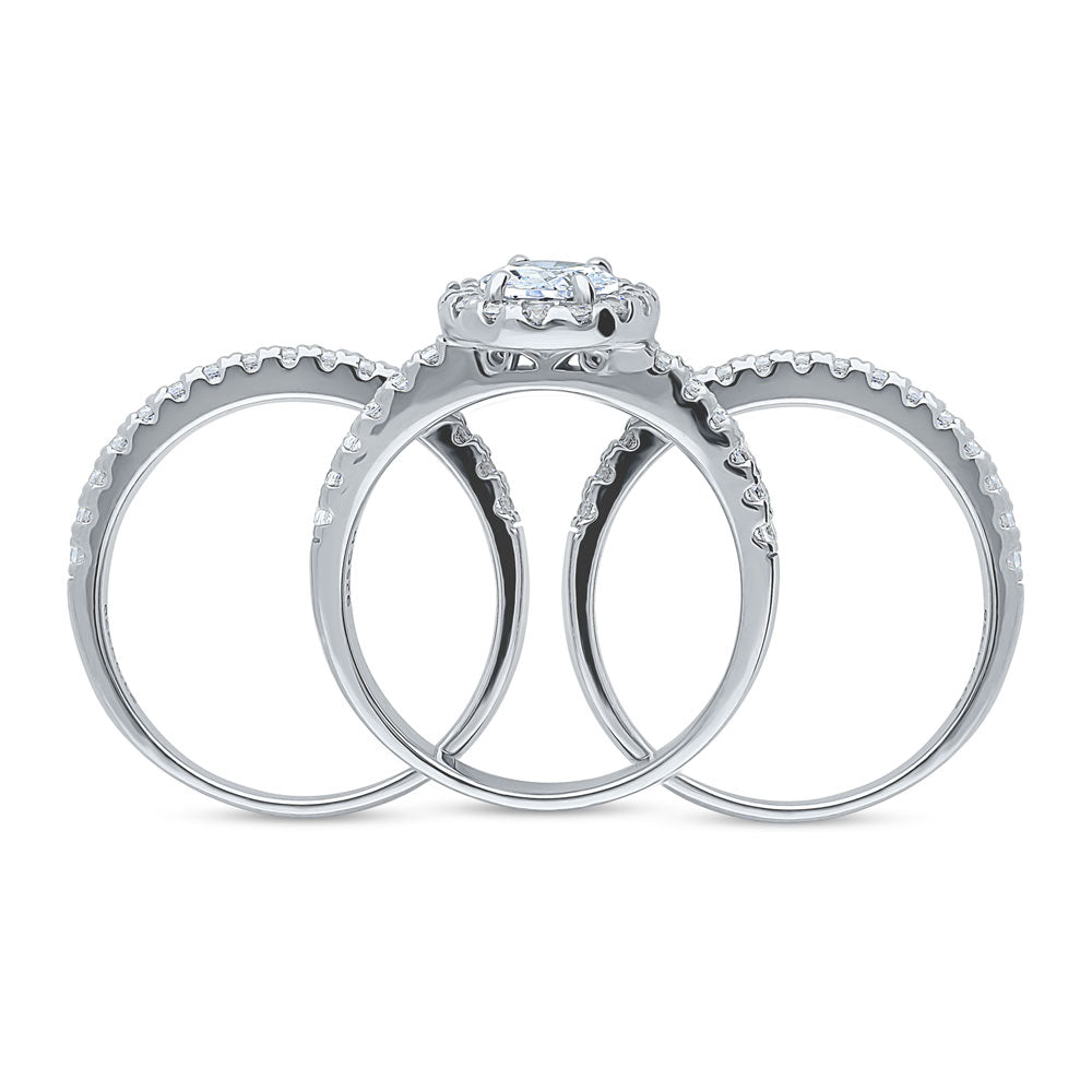 Alternate view of Halo Oval CZ Ring Set in Sterling Silver