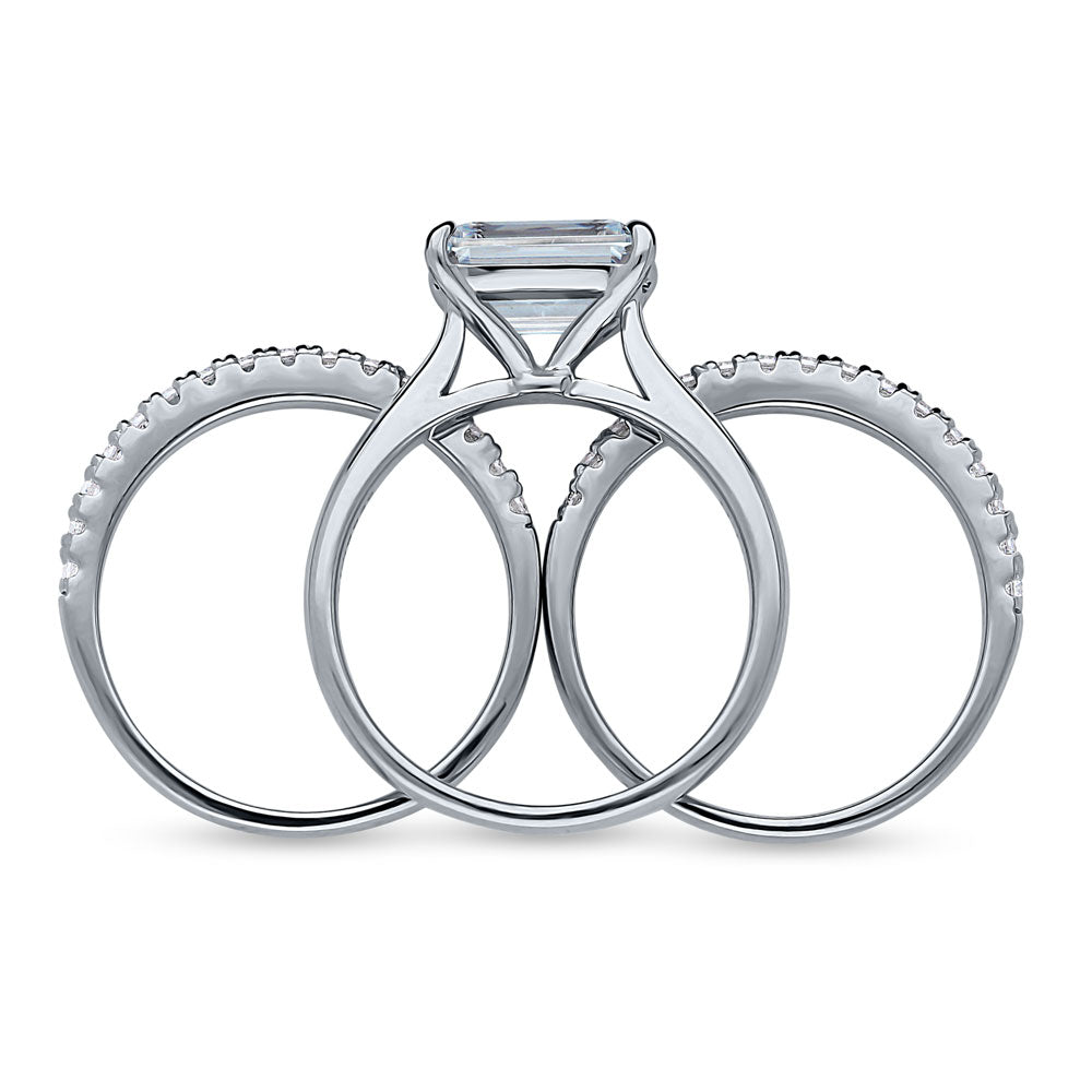 Alternate view of East-West Solitaire CZ Ring Set in Sterling Silver