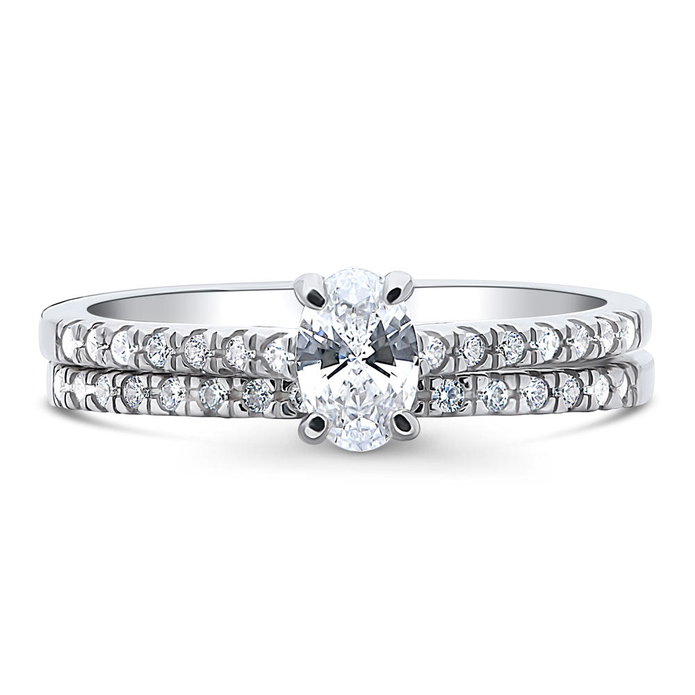 Solitaire 0.4ct Oval CZ Ring Set in Sterling Silver