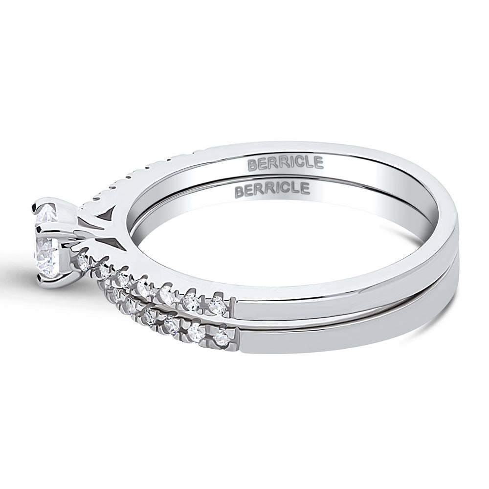 Angle view of Solitaire 0.35ct Round CZ Ring Set in Sterling Silver