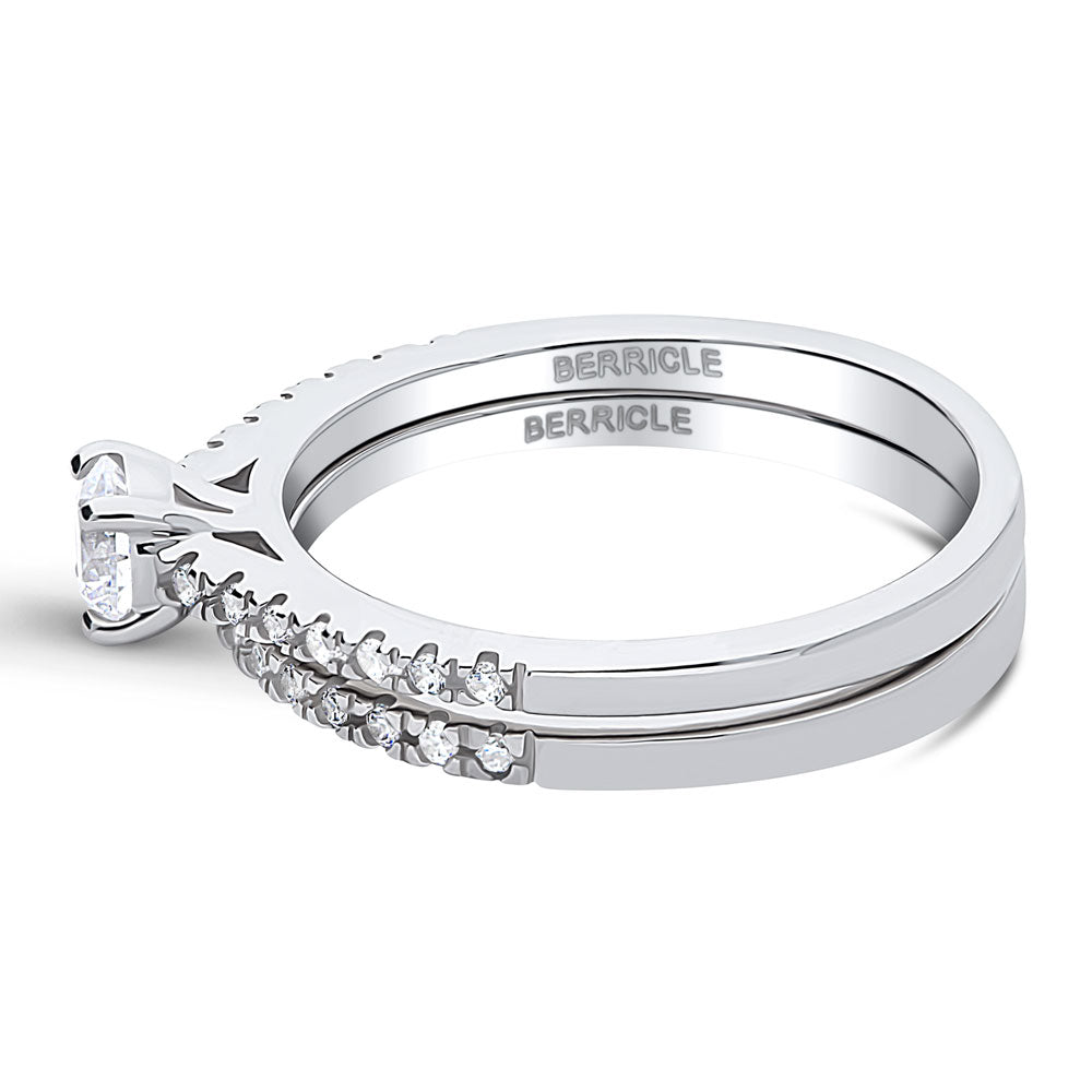 Angle view of Solitaire 0.35ct Round CZ Ring Set in Sterling Silver, 5 of 14