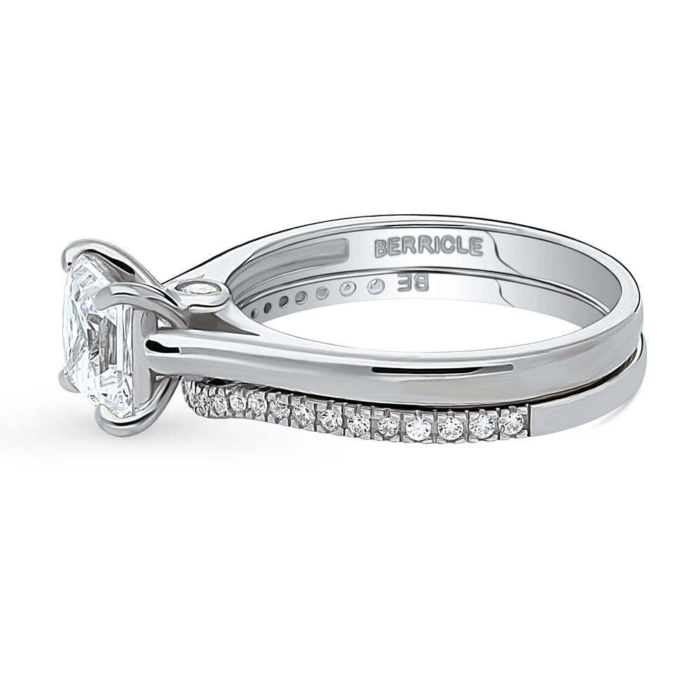 Solitaire Wishbone 1.2ct Princess CZ Ring Set in Sterling Silver