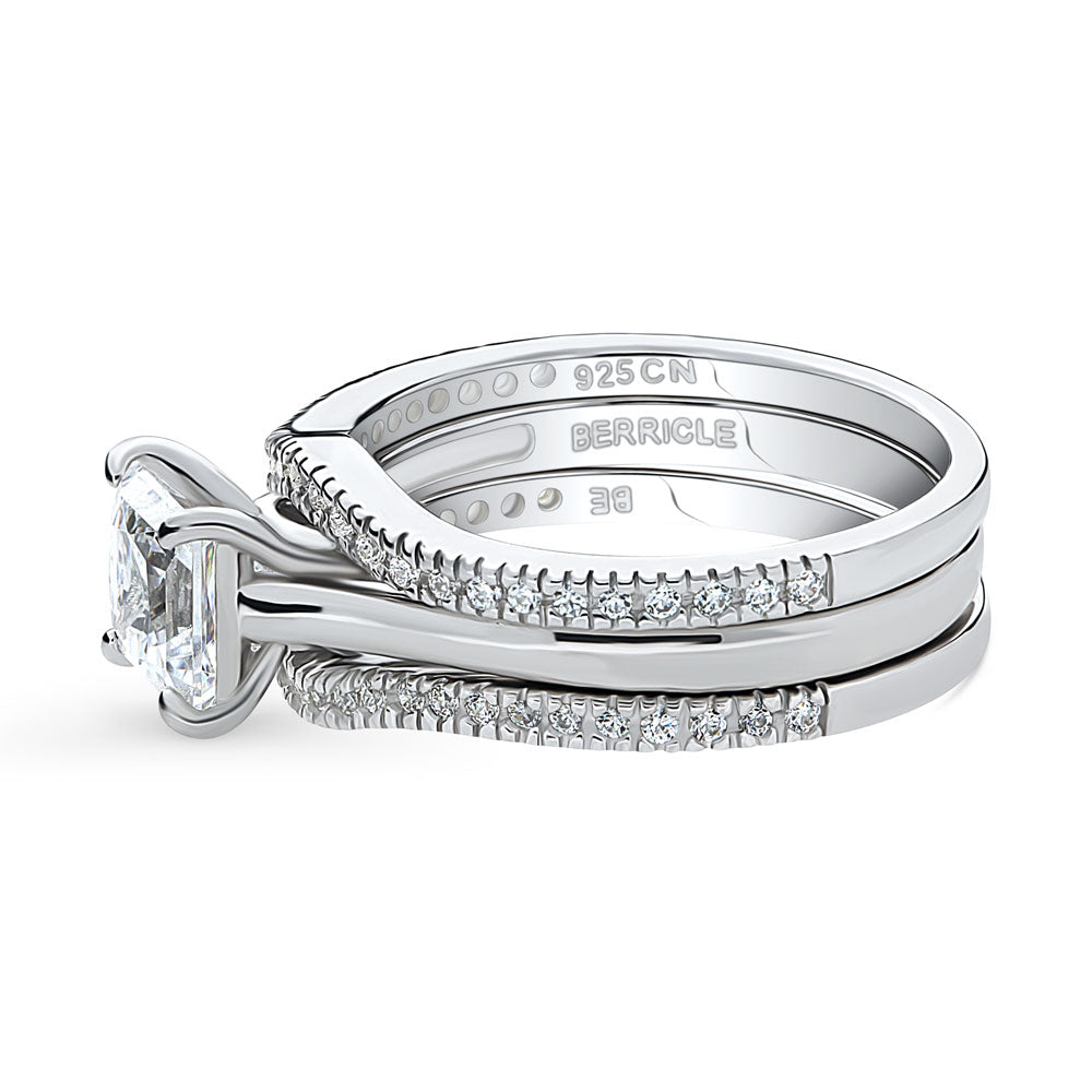 Solitaire 1.2ct Princess CZ Ring Set in Sterling Silver