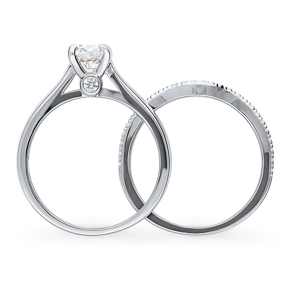 Alternate view of Solitaire 0.8ct Round CZ Ring Set in Sterling Silver