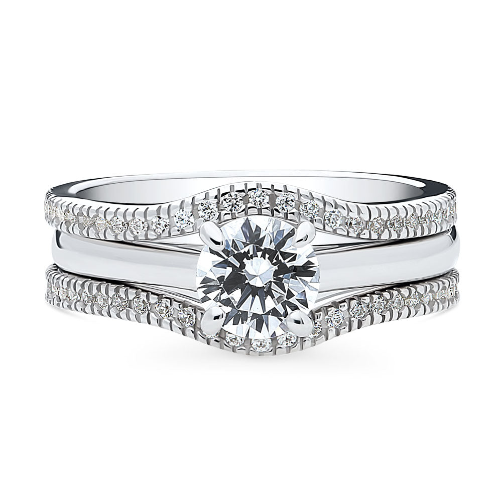 Solitaire 0.8ct Round CZ Ring Set in Sterling Silver, 1 of 13