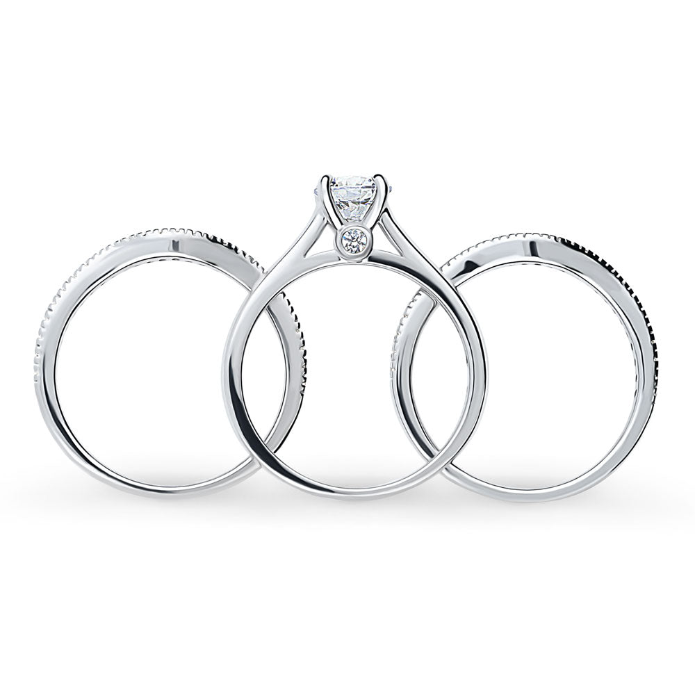 Alternate view of Solitaire 0.8ct Round CZ Ring Set in Sterling Silver