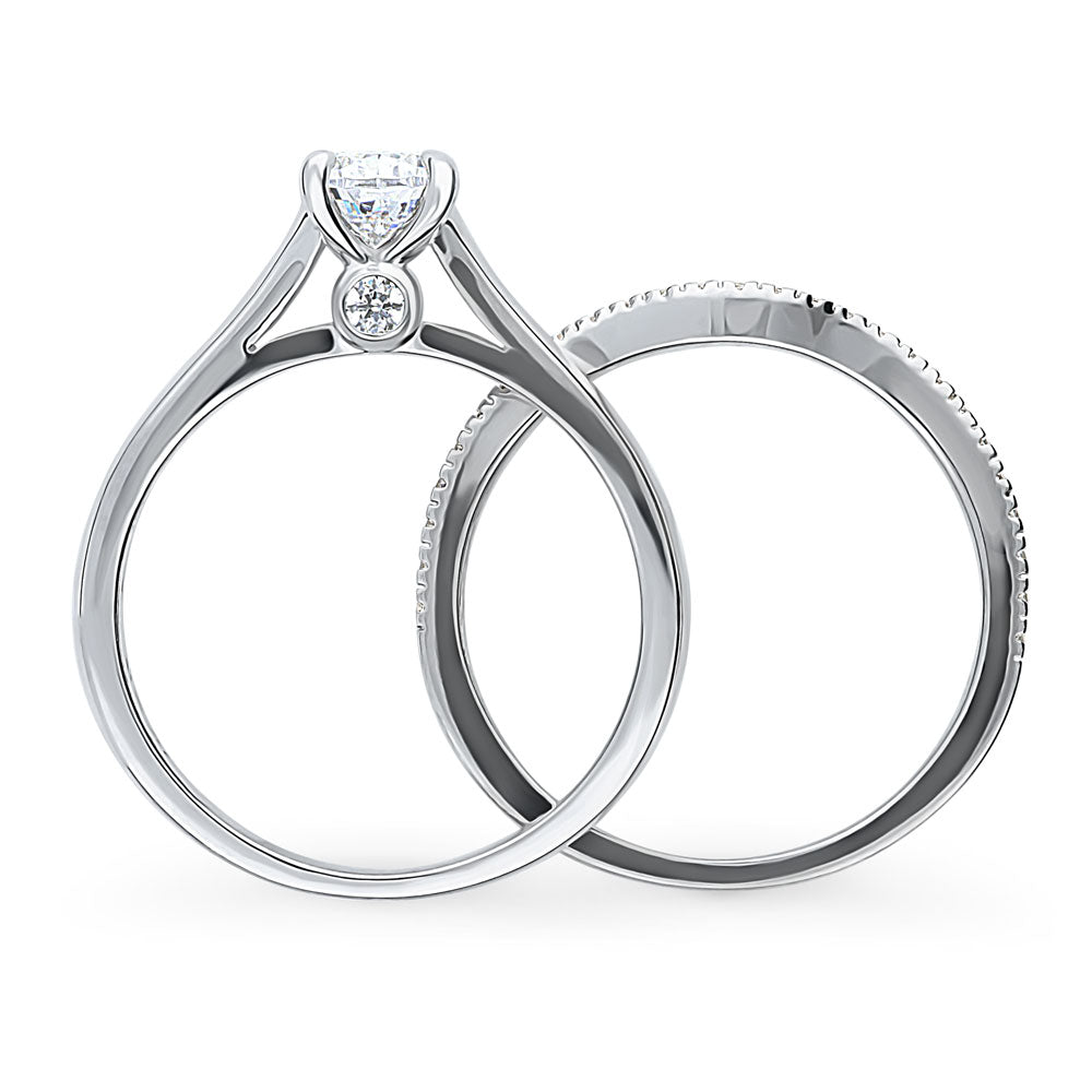 Alternate view of Solitaire 0.8ct Pear CZ Ring Set in Sterling Silver, 6 of 11