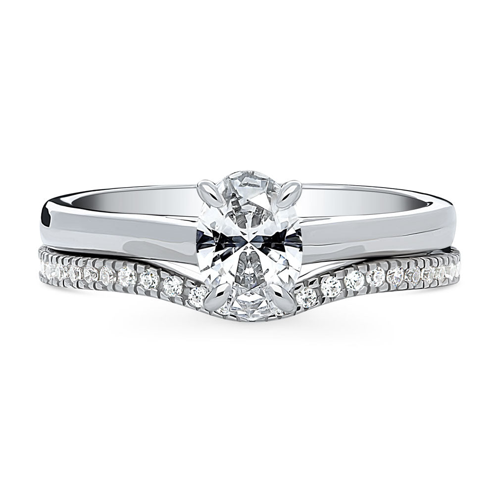 Solitaire 0.7ct Oval CZ Ring Set in Sterling Silver, 1 of 13