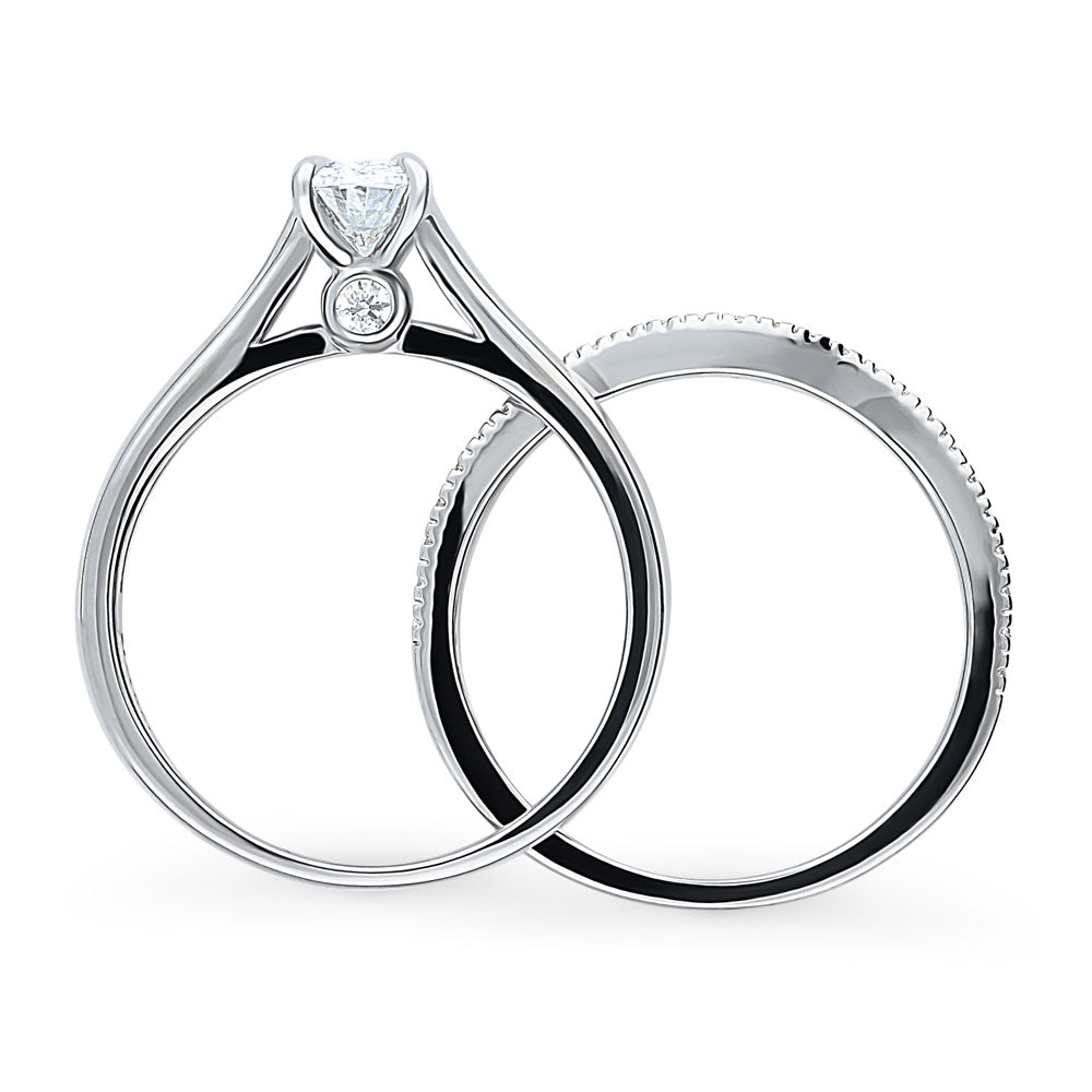 Alternate view of Solitaire 0.7ct Oval CZ Ring Set in Sterling Silver, 6 of 11