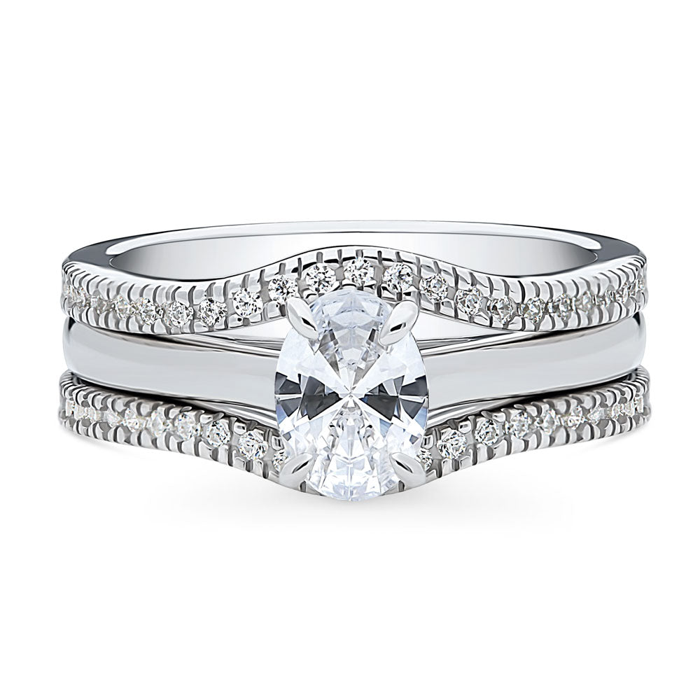 Solitaire 0.7ct Oval CZ Ring Set in Sterling Silver, 1 of 13