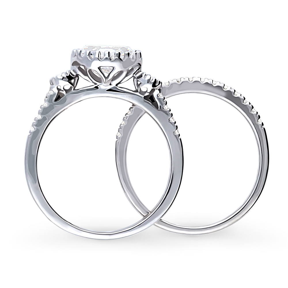 Alternate view of 3-Stone Oval CZ Ring Set in Sterling Silver