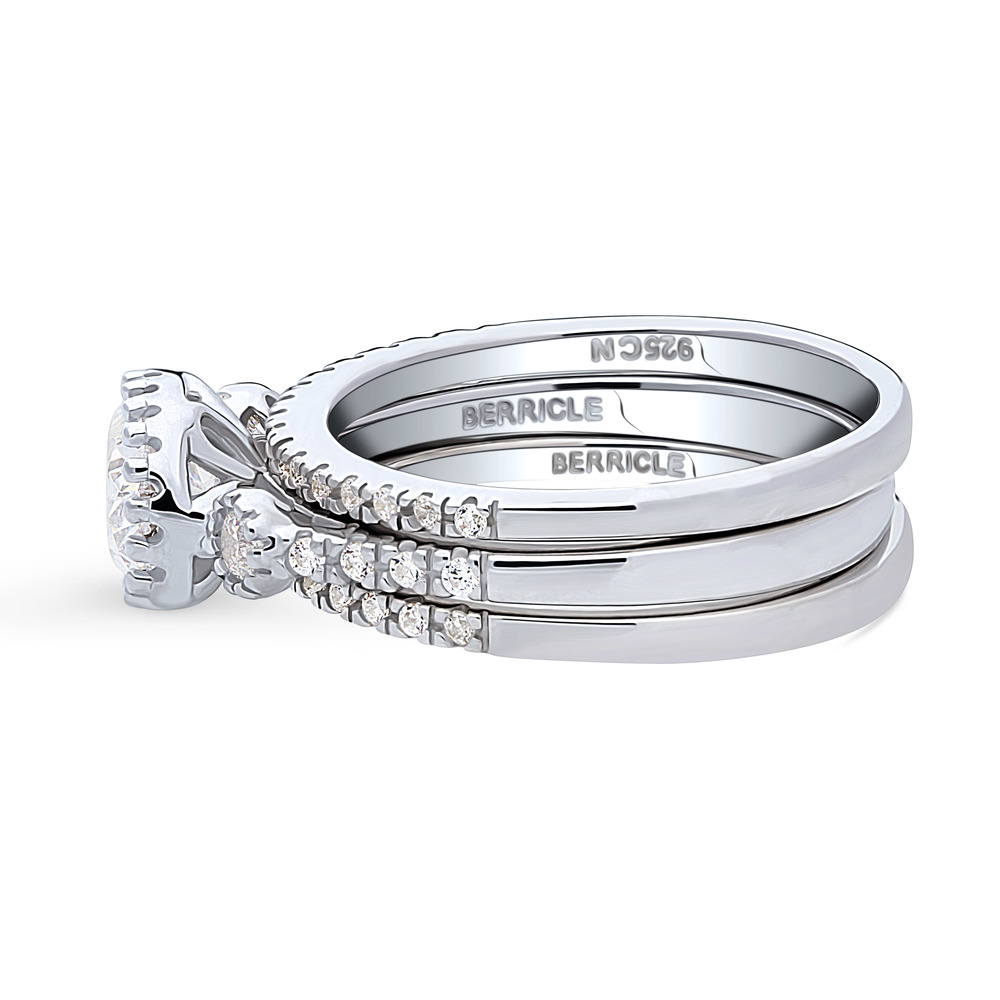 3-Stone Oval CZ Ring Set in Sterling Silver