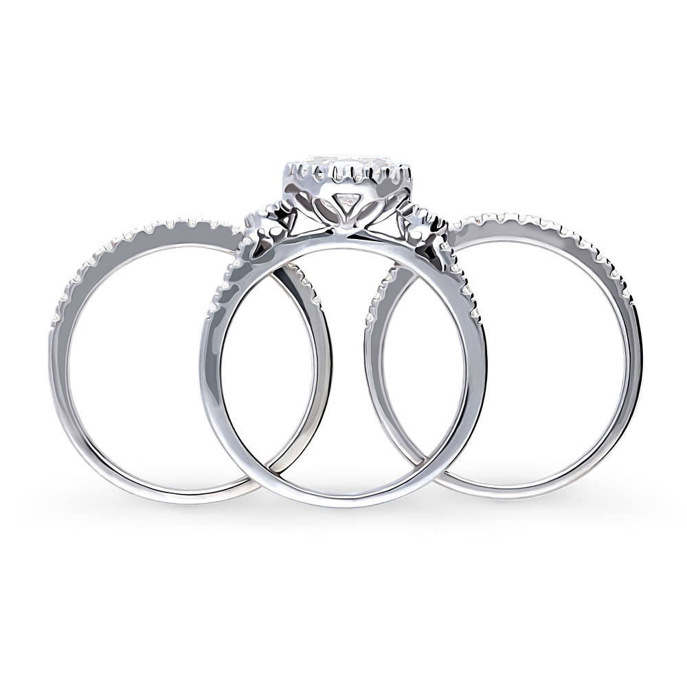 3-Stone Oval CZ Ring Set in Sterling Silver