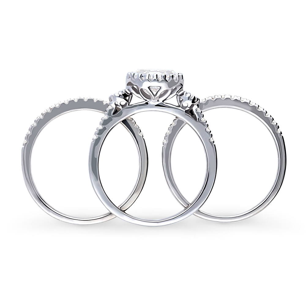 Alternate view of 3-Stone Oval CZ Ring Set in Sterling Silver