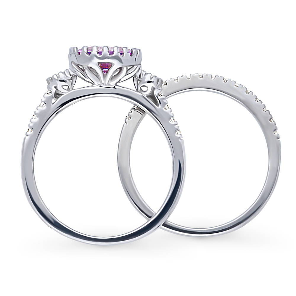 3-Stone 1.2ct Purple Oval CZ Ring Set in Sterling Silver