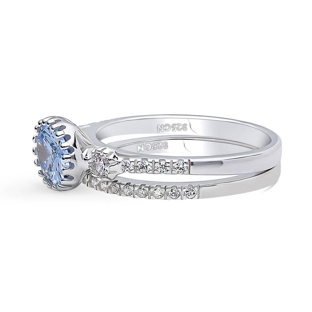 3-Stone Greyish Blue Oval CZ Ring Set in Sterling Silver