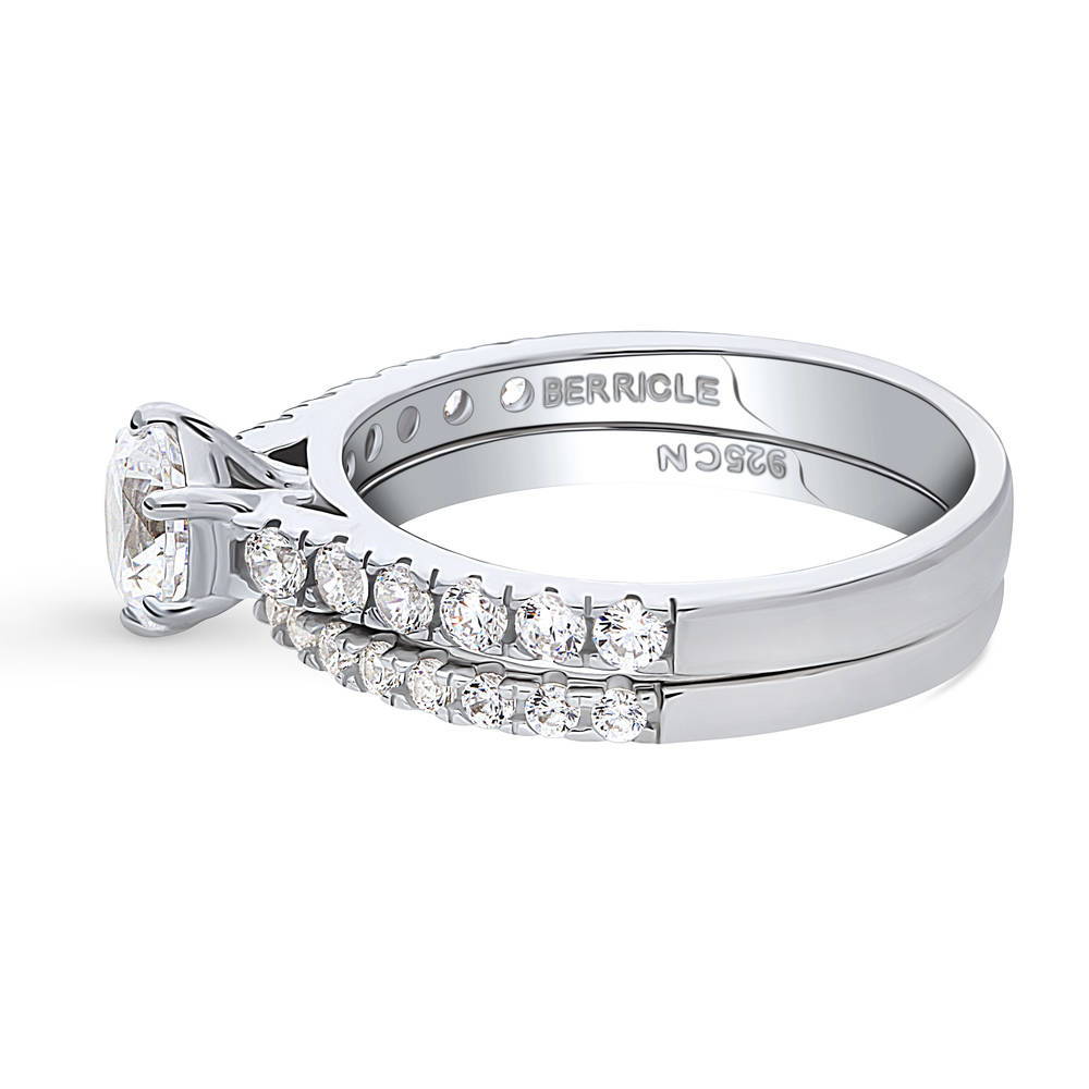 Solitaire 0.8ct CZ Ring Set in Sterling Silver