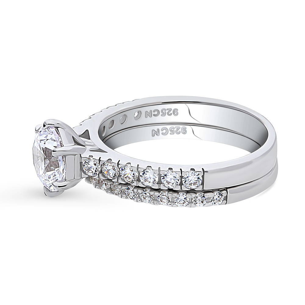 Angle view of Solitaire 1.25ct Round CZ Ring Set in Sterling Silver
