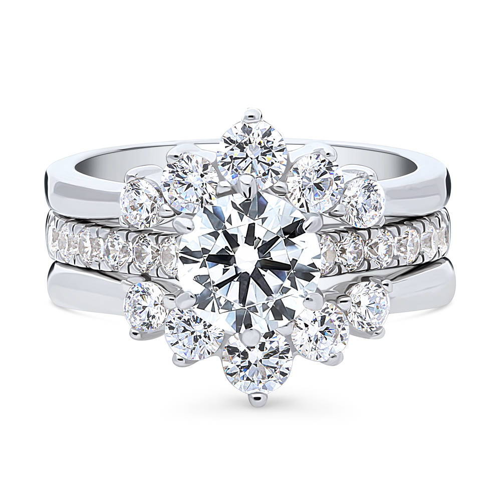 Solitaire 5-Stone Wishbone 1.25ct CZ Ring Set in Sterling Silver