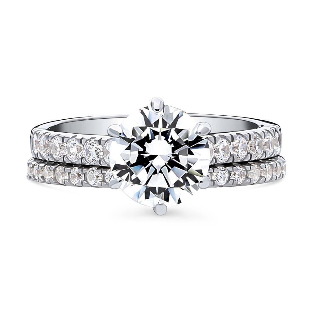 Solitaire 2ct CZ Ring Set in Sterling Silver
